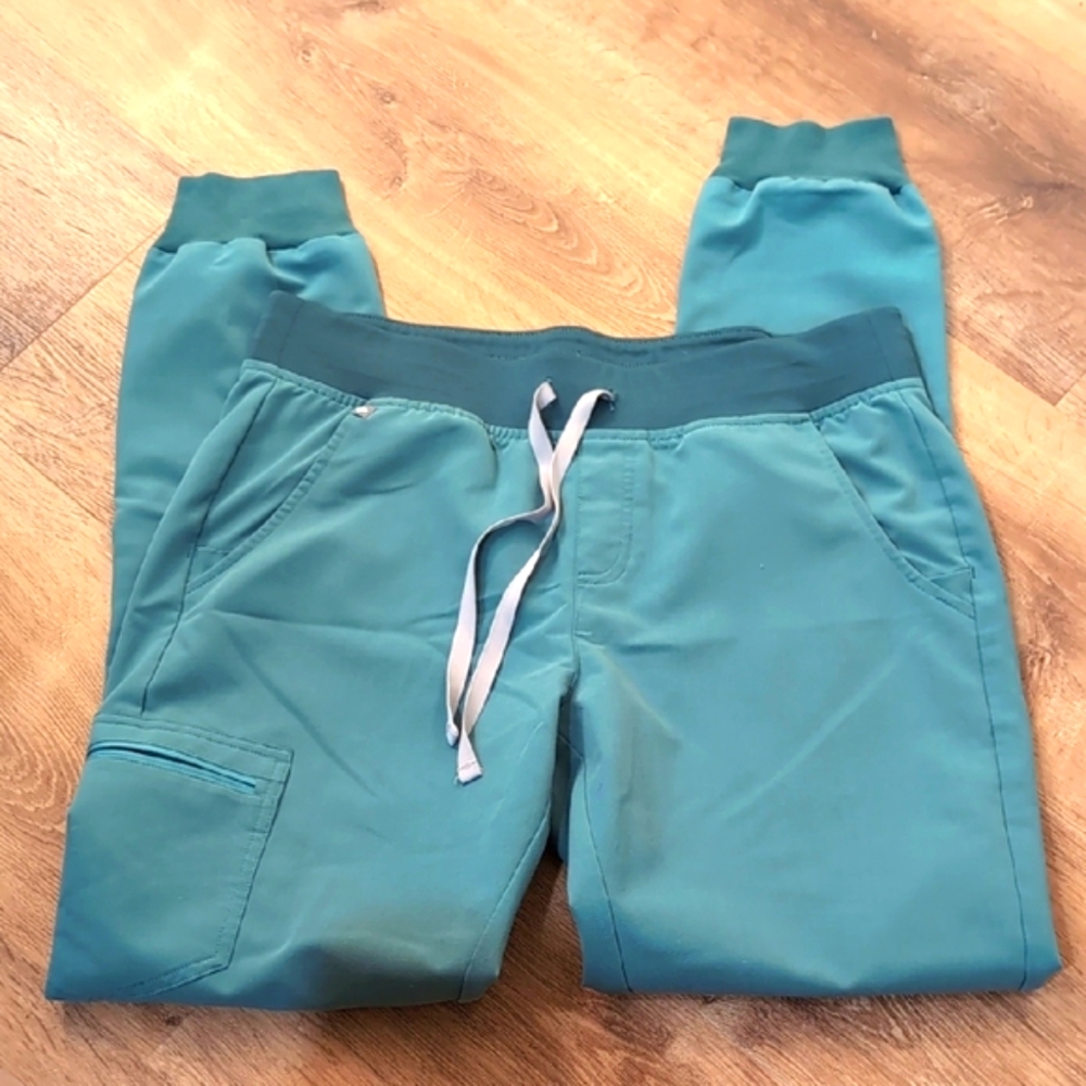 Figs Women's Teal Cuffed Scrub Pants - Picture 5 of 10